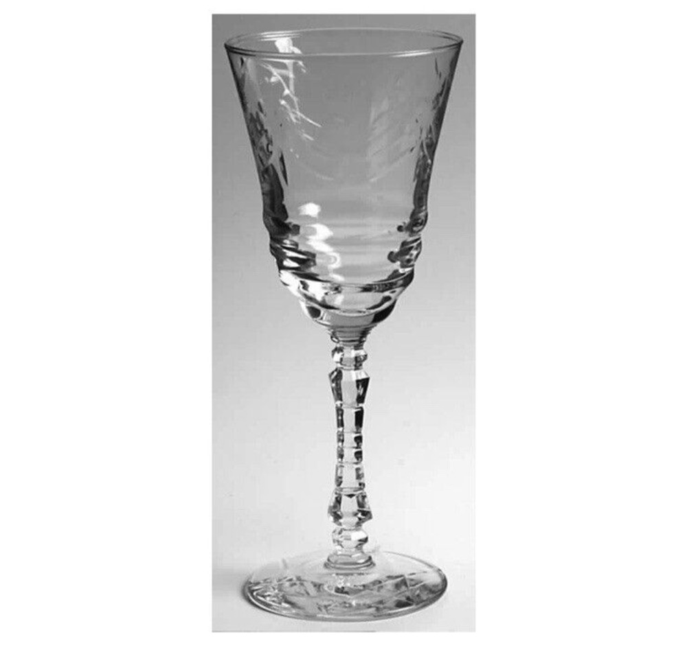 Libbey Rock Sharpe ARCTIC ROSE Goblets Water Glasses Set of 5 Clear etch crystal